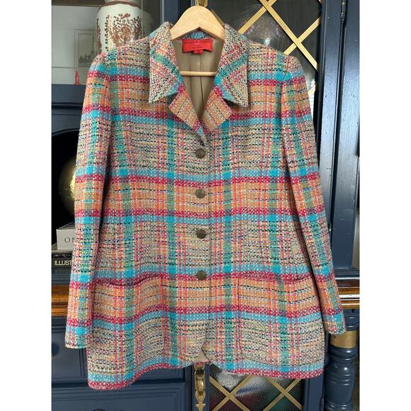 NWT Emanuel Ungaro Paris Parallele Tweed wool blazer 90's vintage 16 XL - Picture 1 of 16